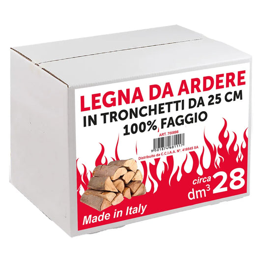 Legna di faggio da ardere da  28 decimetri cubi - in scatola